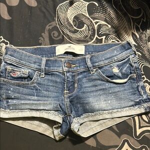 Hollister Blue Jean Shorts Distressed Cuffed